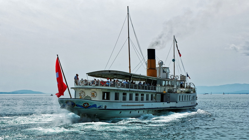 motion, ship, 2K, geneva, steamer, sailing, switzerland, ouchy, travel, flag, nautical vessel, lausanne, sailboat, transportation, lake, no people, sea