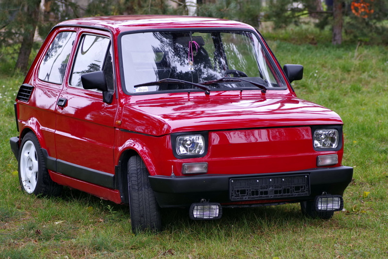 off-road vehicle, plant, people, old, 126p, mode of transportation, transportation, outdoors, sitting, auto, fiat, tuning, automotive, car, grass, the vehicle