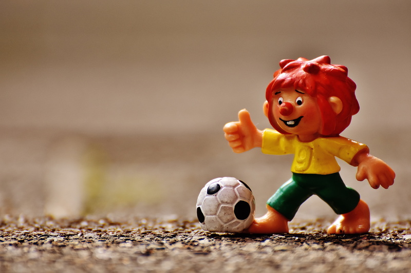 cute, childhood, funny, figure, children, plastic, smiling, nature, people, ball, team sport, playing, sport, brown, males, small, player, football, soccer