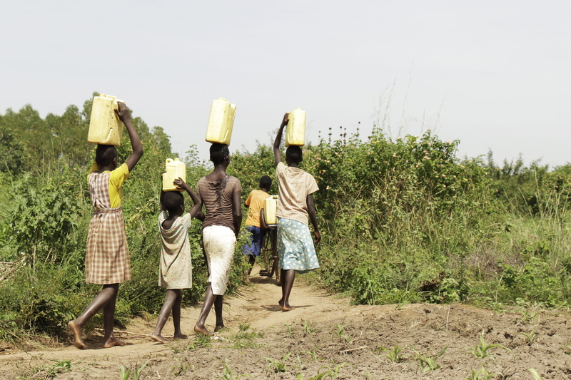 water, people, outdoors, rural scene, farmer, men, plant, africa, gardens, nature, drought, sky, land, siblings, adult, full length, uganda, 5K, safe water
