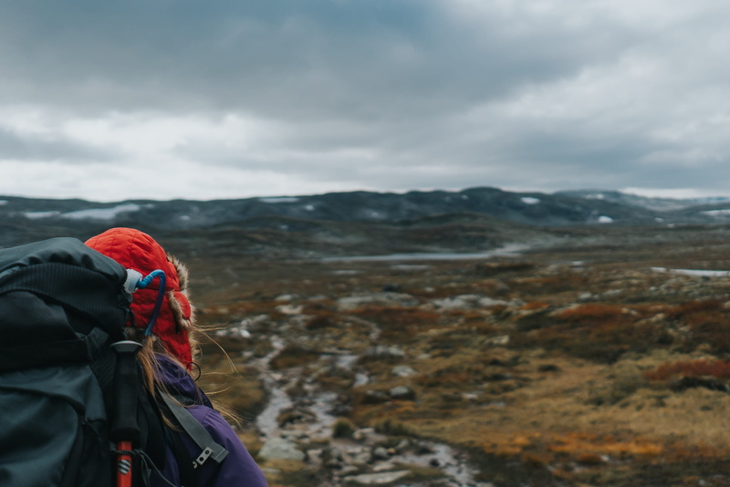 sky, hiking, gras, mountain, real people, beauty in nature, hike, activity, norway, waterfall, 2K, hardangervidda national park, exploration, cold, water