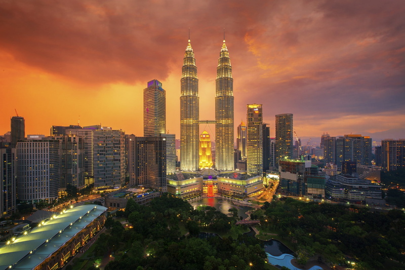 landscape, Kuala Lumpur, the city, night lights, 1080P, city