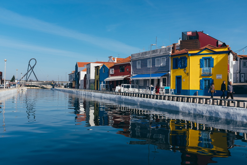 color, port, harbor, dock, no people, portuguese city, day, city, vehicle, portugal, blue, pier, waterfront, houses, nautical vessel, reflection, building exterior