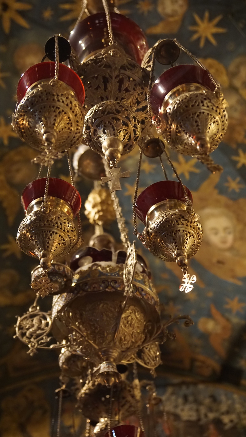 icon-lamp, celebration, church, religious, religion, luxury, illuminated, chandelier, vera, ceiling, gold colored, orthodoxy, ornate, holiday, low angle view