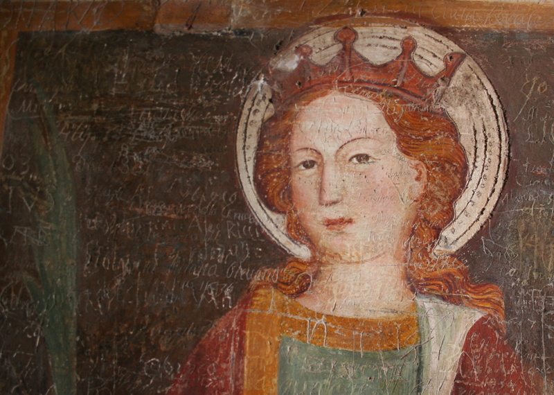 adult, representation, queen, wall, art and craft, indoors, animated, religion, mural, architecture, religious, religious icon, illustration, long hair