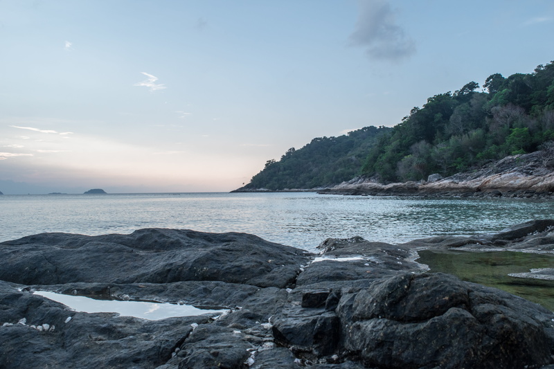 outdoors, tranquility, island, nature, paradise, rocks, tourism, beauty in nature, rock - object, horizon over water, solid, perhentians, life, sunset