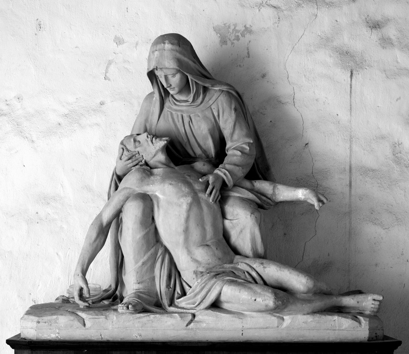 male likeness, Sculpture, pieta, Religion, social issues, senior adult, people, architecture, day, adult, representation, sitting, depression - sadness