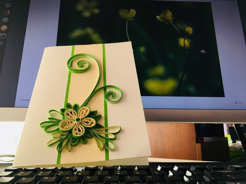 technology, close-up, glass - material, flower, green, craftcard, greetingcard, indoors, flowering plant, computer, jaffna, no people, focus on foreground