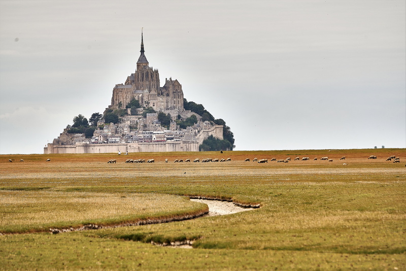 religion, nature, mont st michel, built structure, ancient civilization, architecture, place of worship, outdoors, ancient, 8K, building, travel, spirituality