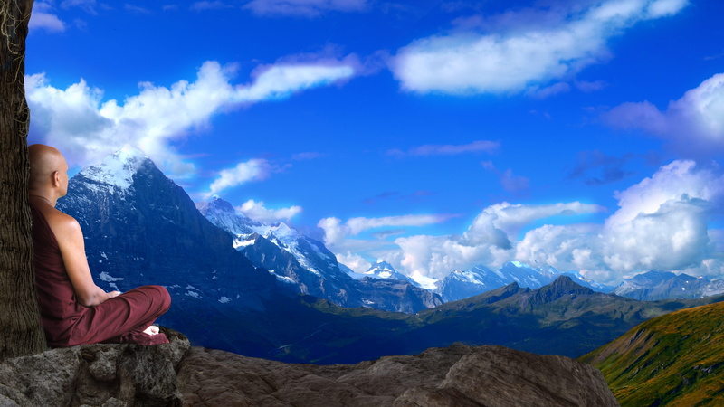 rock, dhamma, adventure, vacations, cloud, looking at view, one person, 5K, cloud - sky, nature, mountain, bikkhu, buddhism, adult, holiday, mountain range