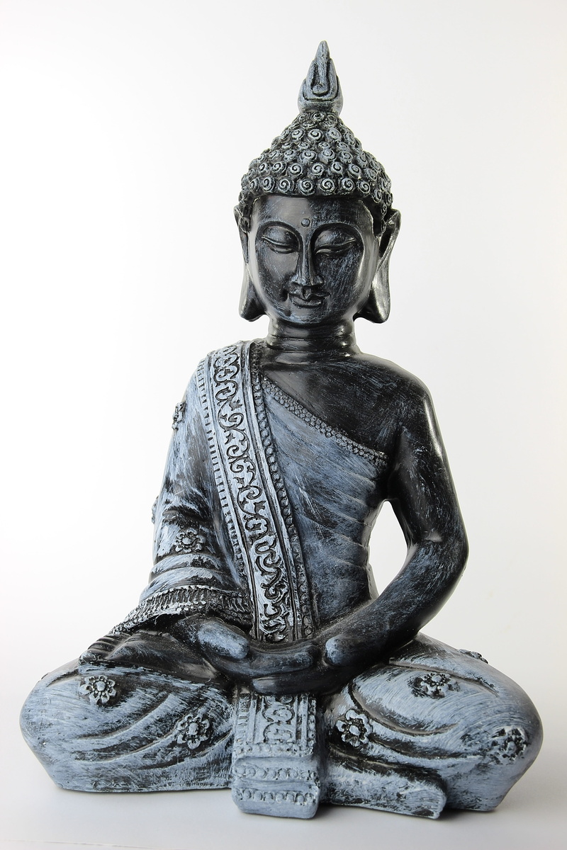 asia, religion, sculpture, metal, white, sitting, figure, craft, statue, 5K, meditate, background, mentally, white background, close-up, ornate, human representation