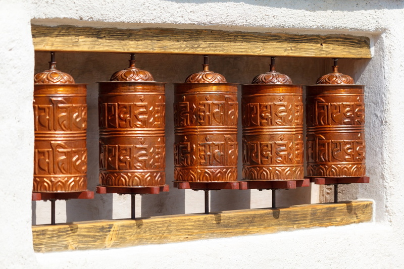 religious, arrangement, metal, close-up, side by side, asia, no people, antique, containers, order, craft, spiritual, buddhism, tibetan, spinning, day
