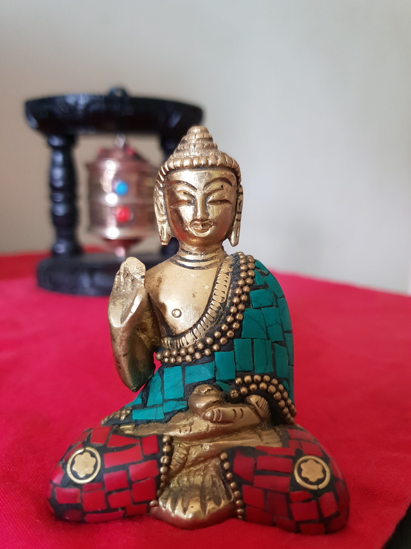 close-up, 4K, ornate, craft, table, love, statue, antique, male likeness, no people, prayer wheel, figurine, prayers, still life, prayerwheel, compassion