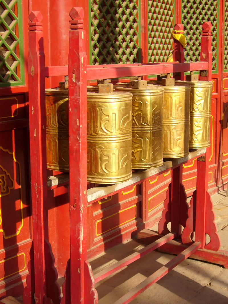 indoors, stand, colored, tibet, architecture, red, 2K, no people, monastery, sunlight, wood - material, religion, place of worship, china, metal, prayer
