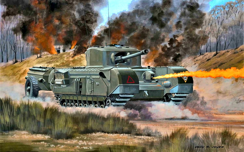 tank, Flamethrower, 2K, Churchill, UK, The second World war, Churchill Crocodile