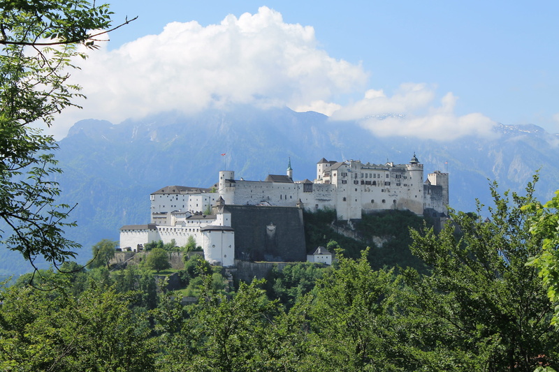history, sky, nature, scenics - nature, green color, building exterior, beauty in nature, austria, castle, mountain, tree, growth, the past, cloud - sky