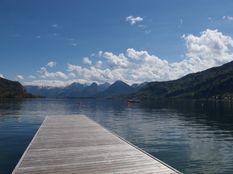 lakeside, nautical vessel, water, idyllic, non-urban scene, mountain range, scenics - nature, day, 2K, sky, no people, nature, tranquility, tranquil scene