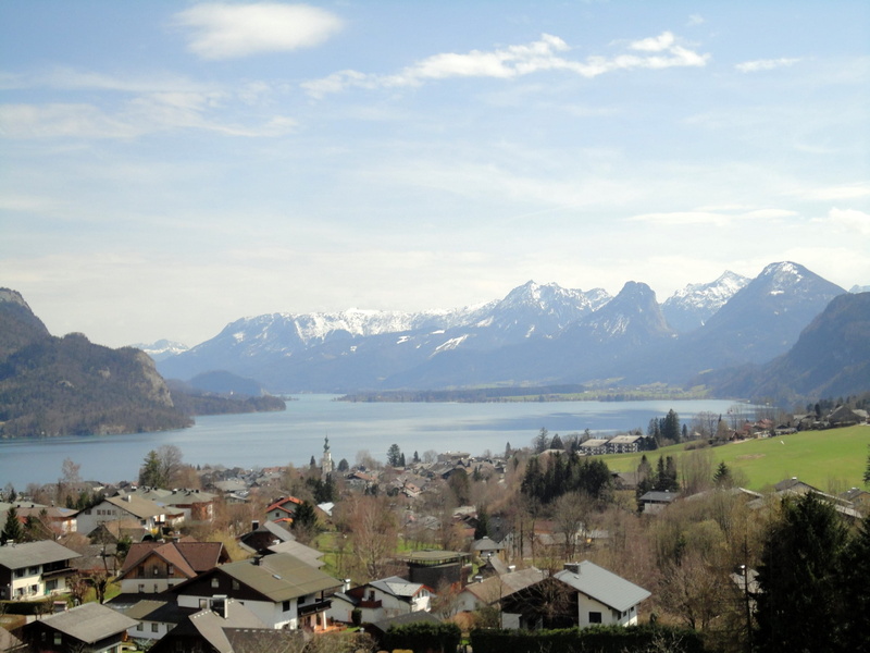 Mountains, architecture, cloud - sky, day, mountain peak, panorama, building exterior, lake wolfgang, water, scenics - nature, place, house, Austria, no people