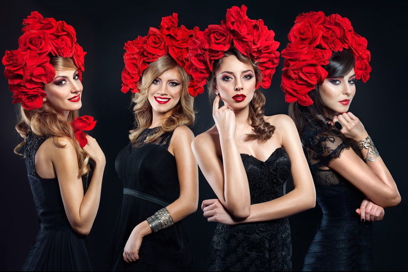 Wreath, Woman, Brunette, Singer, Girl, Flower, Music, Blonde, Lipstick, 1080P, Smile, Black Dress, Amadeus: Electric Quartet
