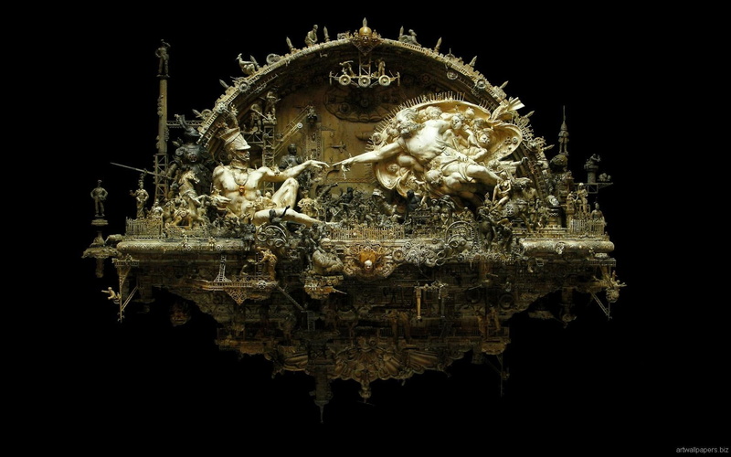 720P, kuksi, kris, art, sculptures, dark