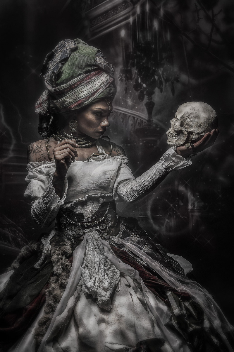 Peter Helmer, women, skull, fantasy girl, model, 500px, 1080P, Hamlet