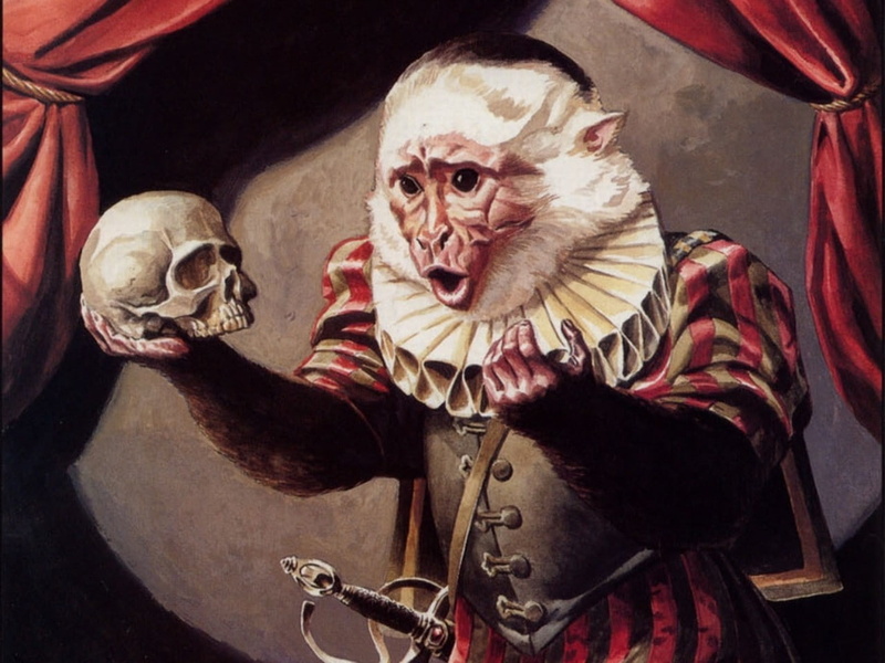 monkeys, hamlet, skull, 720P