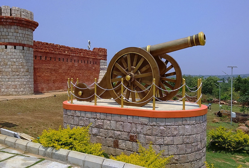 bada, Memorial, old, 1080P, field, kannada, antique, cannon, karnataka, red, built structure, water, grass, saint-poet, sky, building exterior, clear sky