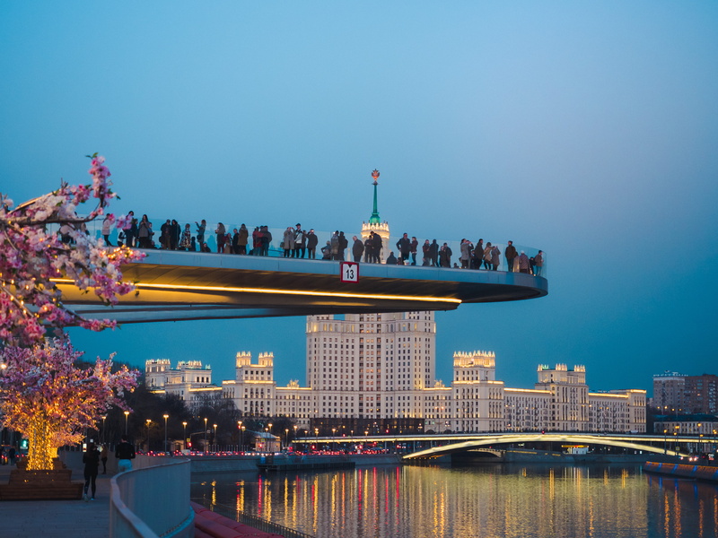 clear sky, night time, platform, moskva, near, architecture, suspension, no people, river, blossom, gray, standing, architectural, plant, building, night