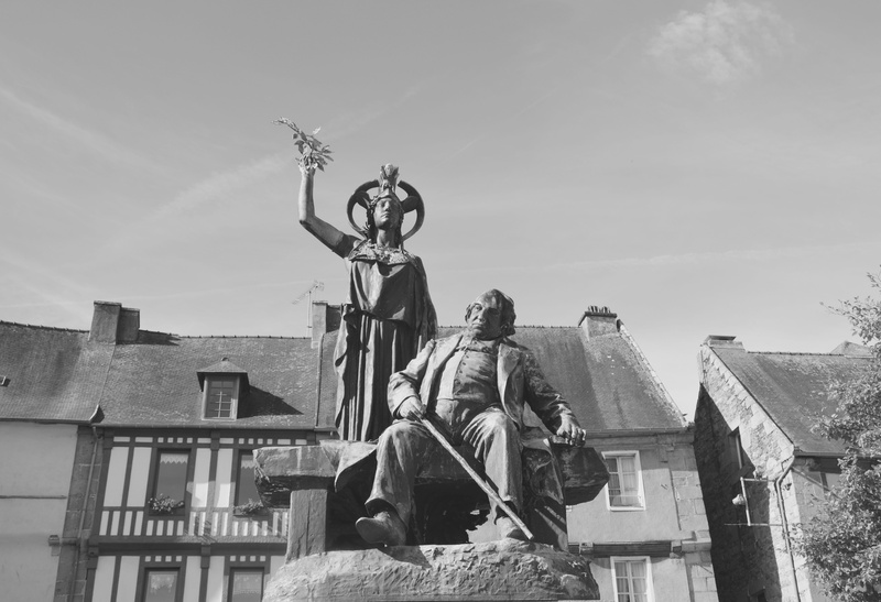 representation, côtes darmor, writer, male likeness, angel, tréguier, sky, french historian, monuments cathedral, building, no people, low angle view, creativity