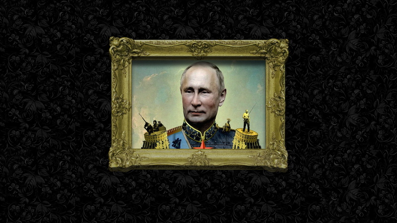 Baroque, caricature, Russia, 2K, black background, Vladimir Putin, presidents