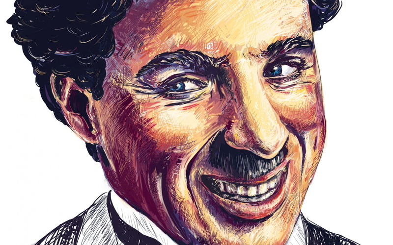 smile, download 3840x2400 charlie chaplin, 4K, actor backgrounds, art, charlie chaplin