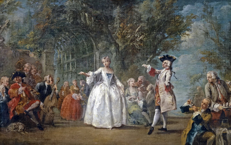 Charles Joseph Flipart, picture, music, Society in the Garden, genre, 1080P, dance, people
