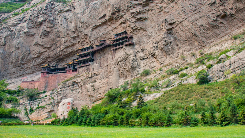 low angle view, monastère suspendu de xuan kong, nature, temple, datong shi, day, scenics - nature, 2K, land, architecture, outdoors, tranquility, built structure