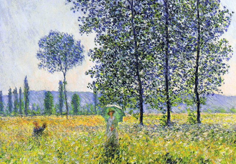 Claude Monet, landscape, meadow, Sunlight Effect under the Poplars, picture, 2K, trees, poplar