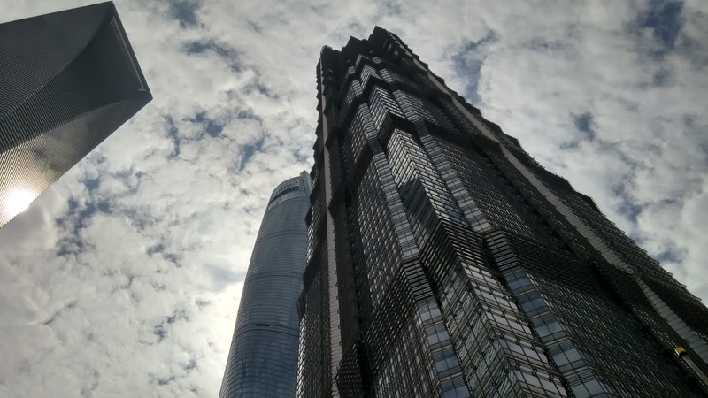low angle view, office, built structure, tower, day, building, travel, skyscraper, pudong, no people, shanghai, travel destinations, asia, office building exterior