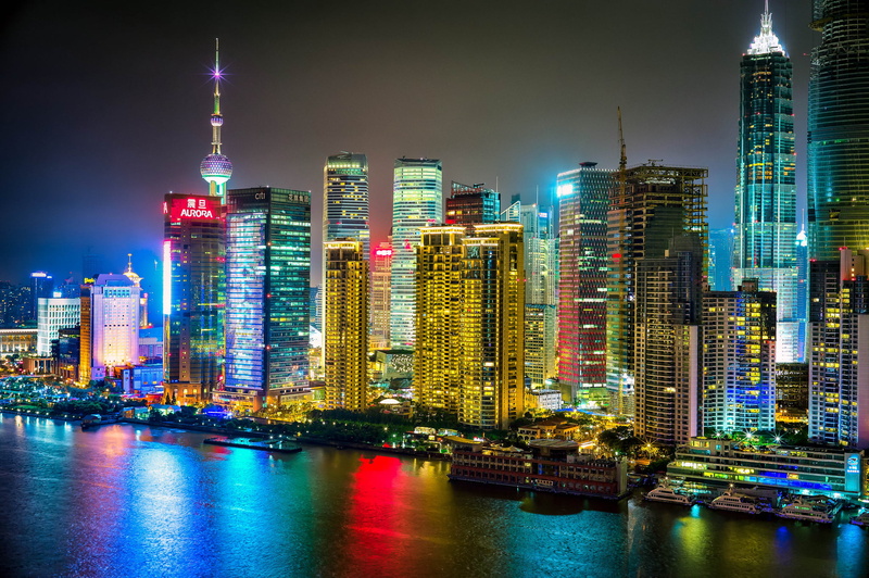 outdoors, city, lighting Equipment, urban Scene, landscape, twilight, building, spire, skyscraper, pudong, river, dusk, financial District, night, downtown District