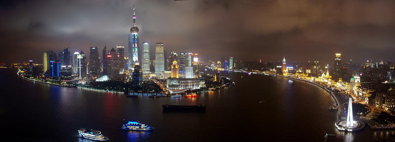 nautical vessel, transportation, built structure, city, shanghai, aerial, office building exterior, china, building exterior, panoramic, nightlife, modern