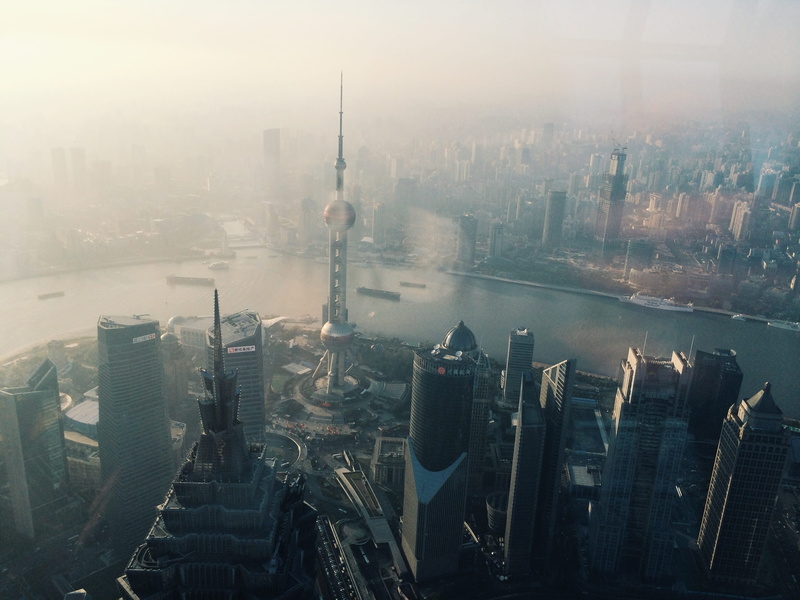 pollution, travel destinations, shanghai, asia, no people, bird, sky, towers, skyscrapers, china, buildings, high rise, high angle view, outdoors, financial district