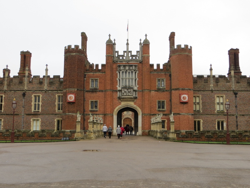 clear sky, outdoors, history, the past, entrance, incidental people, palace, nature, court, city, hampton, hampton court palace, architecture, transportation