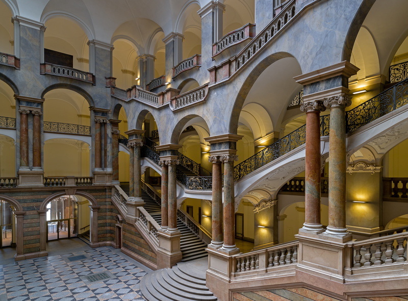 district court, staircase, spirituality, bavaria, pattern, no people, place of worship, history, religion, built structure, 5K, arcade, emergence, stairs