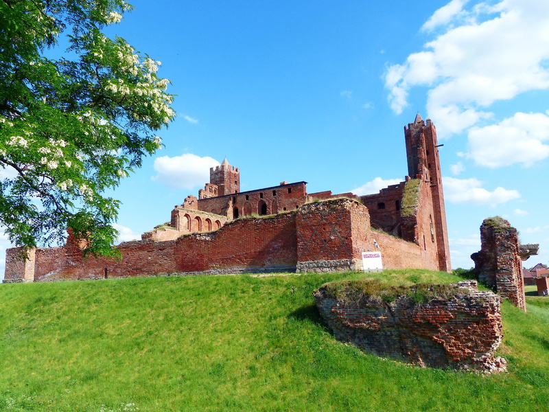 radzyń chełmiński, castle, tree, built structure, stone wall, tower, damaged, cloud - sky, stone, the palace, at the court of, outdoors, poland, the gothic