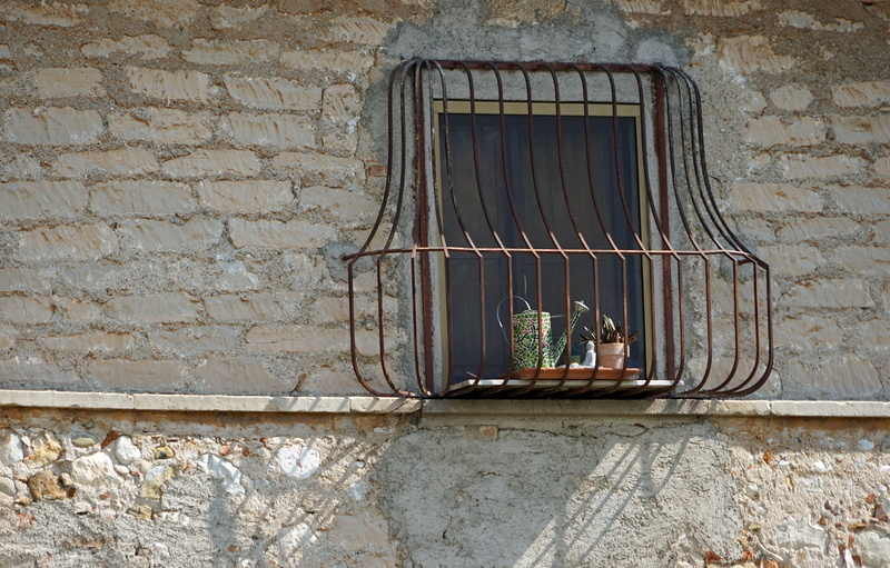 stone wall, building, wall - Building Feature, Window, Grate, Masonry, wrought iron, old window, metal, old, outdoors, obsolete, indoors, abandoned, weathered