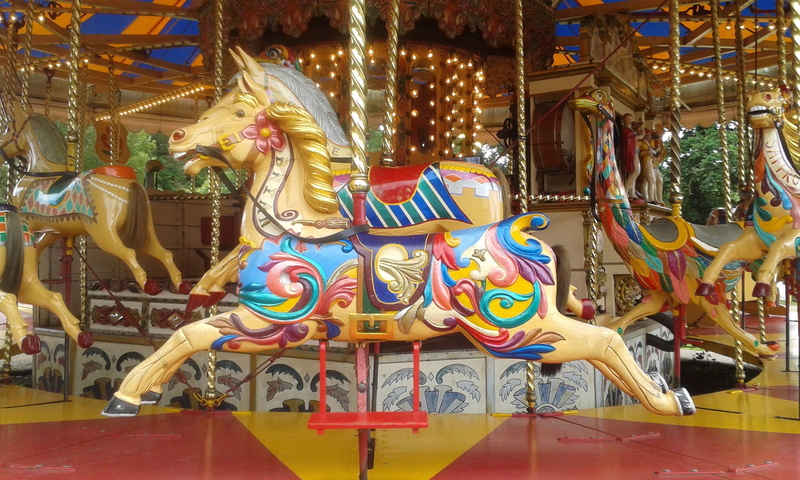 architecture, roundabout, arts culture and entertainment, carousel horses, mammal, no people, multi colored, livestock, animal, representation, amusement park