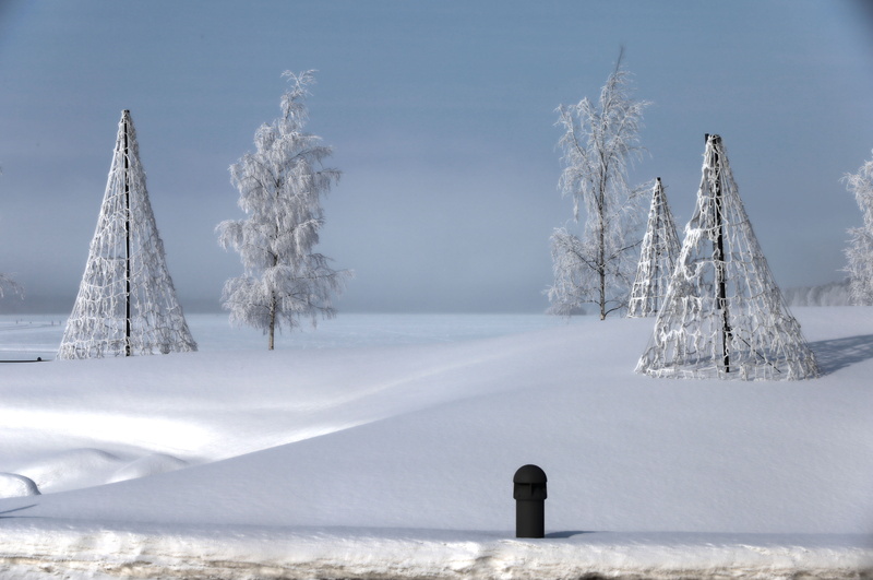 white, tranquil scene, nature, day, roundabout, outdoors, tranquility, winter, no people, artificial snow, white color, land, non-urban scene, artificial