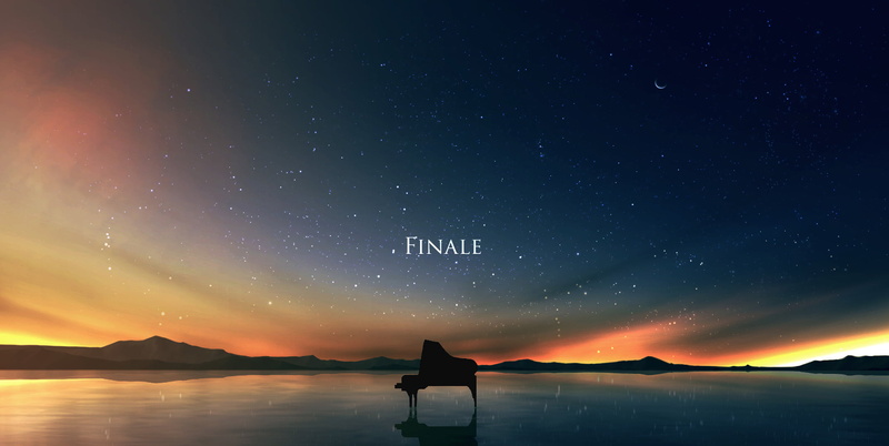 scenics - nature, water, one person, space and astronomy, stars, star, anime, digital art, artist, standing, artwork, mountain, star - space, rear view