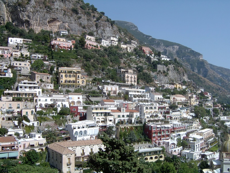 nature, picturesque, crowded, building, amalfi coast, positano, campania, coast, outdoors, day, sky, colorful, italy, color, 1080P, building exterior