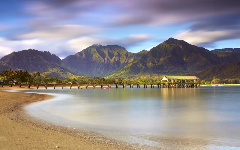 range, land, hanalei, tranquil scene, kauai, lake, no people, day, green, outdoors, mountain, Beach, sky, waterfront, reflection, non-urban scene, cloud - sky