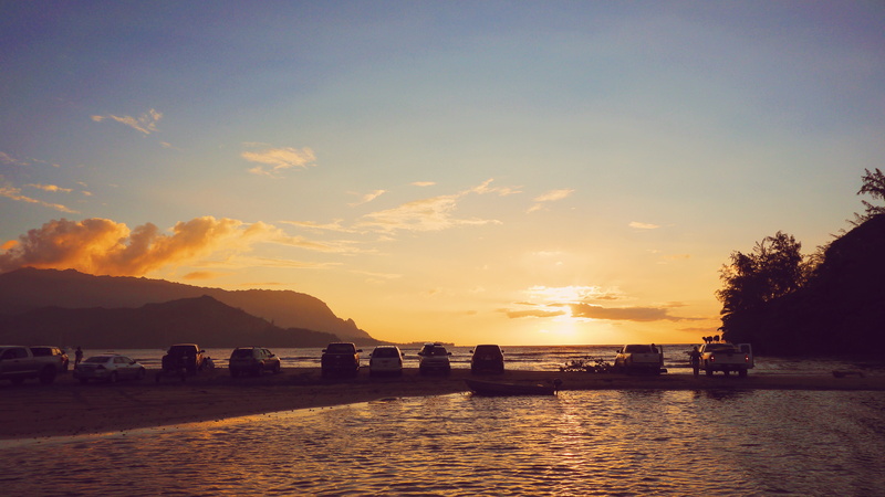 nature, hawaii, sky, nautical vessel, transportation, scenics - nature, silhouette, reflection, sea, sunset, outdoors, cars, mountain, mode of transportation