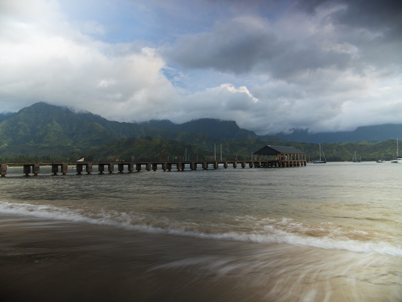 hawaii, bay, beach, architecture, hanalei, mountains, clouds, boats, sea, kauai, tranquility, day, united states, golden hour, no people, water, land, nature