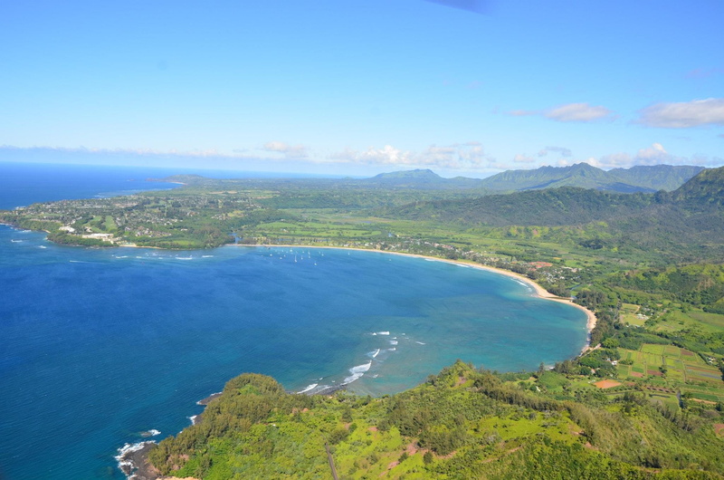 beauty in nature, landscape, sea, mountain, hawaiian, outdoors, hanalei, no people, nature, outdoor, tranquil scene, sunny, Hanalei, bay, tranquility, trip